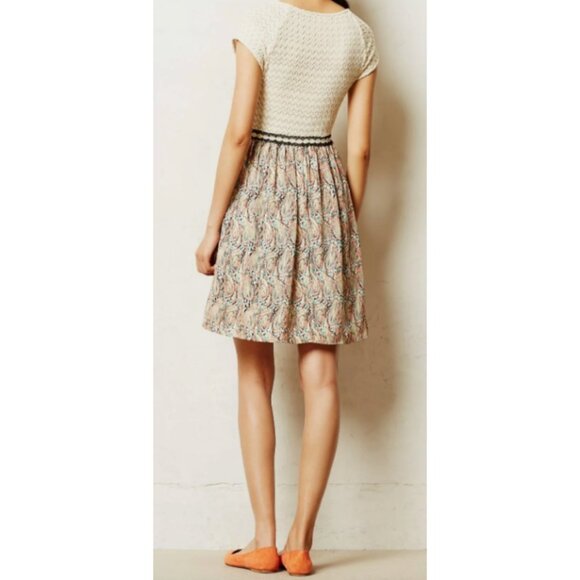 Anthropologie Weston Arcata Feather Print Crochet Dress Size XS - Picture 4 of 9